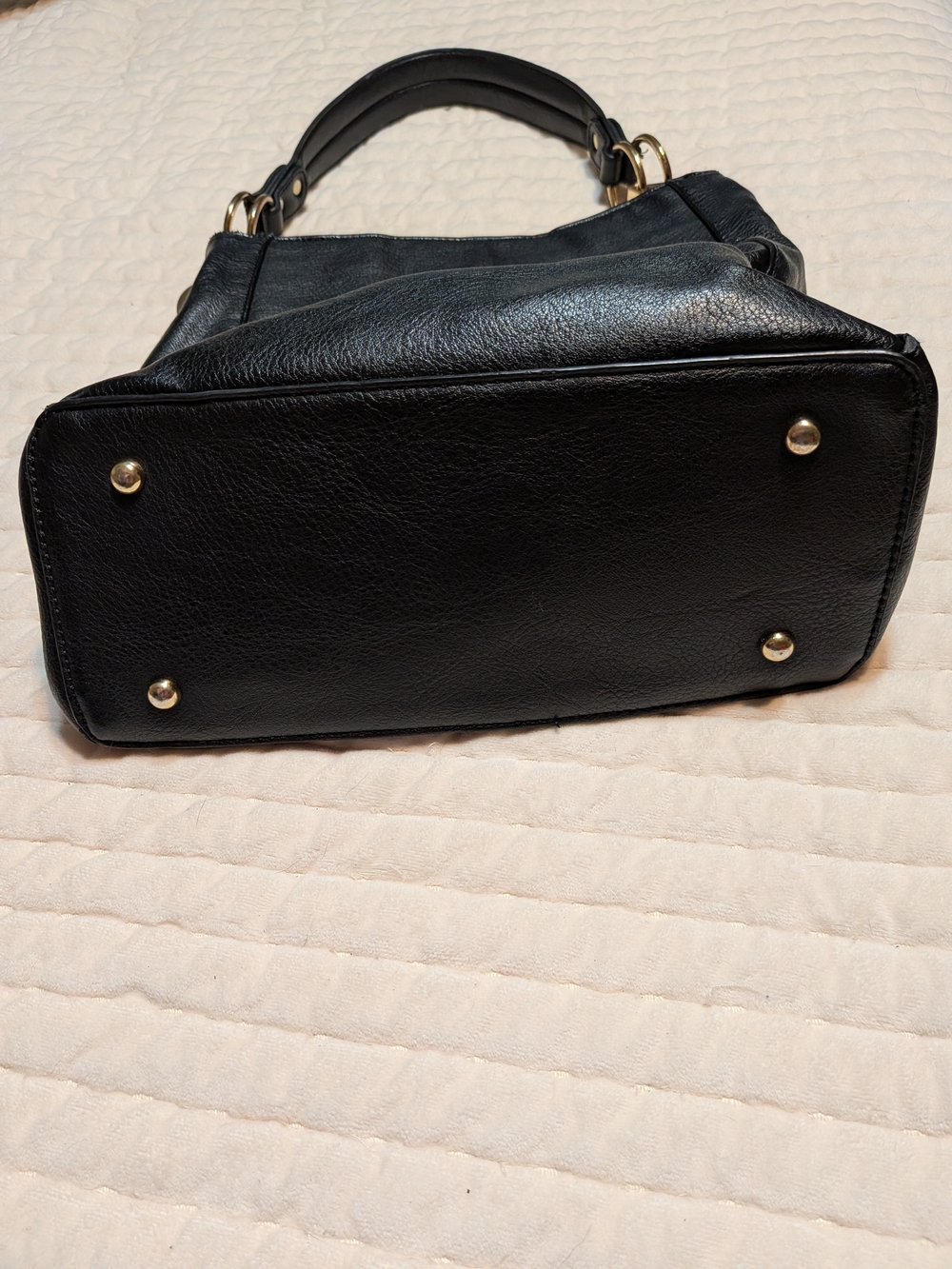 Black Leather Top-Handle Women's Handbag